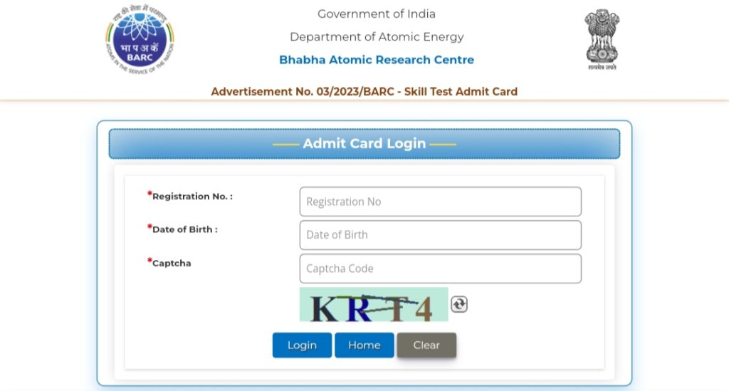 BARC Skill Test Admit Card 2024 Download