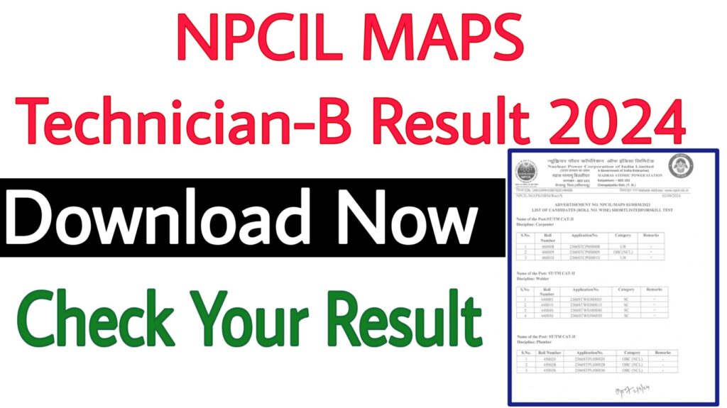 NPCIL MAPS Technician-B Result 2024